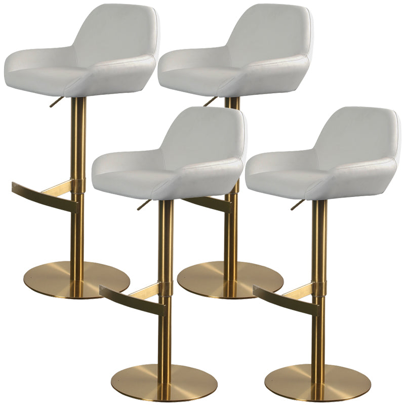 Glam Style Counter Stool Leather Adjustable Height Bar Stool with Metal Base White-Gold 4 Piece Set Clearhalo 'Bar Furniture' 'Bar Stools' 'bar_stools' 'furn' 'furn_bar_stools' 'Furniture' 'Kitchen & Dining Furniture' 6961376