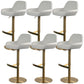 Glam Style Counter Stool Leather Adjustable Height Bar Stool with Metal Base White-Gold 6 Piece Set Clearhalo 'Bar Furniture' 'Bar Stools' 'bar_stools' 'furn' 'furn_bar_stools' 'Furniture' 'Kitchen & Dining Furniture' 6961377