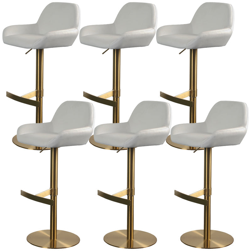 Glam Style Counter Stool Leather Adjustable Height Bar Stool with Metal Base White-Gold 6 Piece Set Clearhalo 'Bar Furniture' 'Bar Stools' 'bar_stools' 'furn' 'furn_bar_stools' 'Furniture' 'Kitchen & Dining Furniture' 6961377