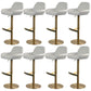 Glam Style Counter Stool Leather Adjustable Height Bar Stool with Metal Base White-Gold 8 Piece Set Clearhalo 'Bar Furniture' 'Bar Stools' 'bar_stools' 'furn' 'furn_bar_stools' 'Furniture' 'Kitchen & Dining Furniture' 6961378