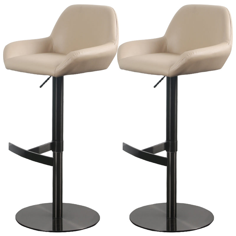 Glam Style Counter Stool Leather Adjustable Height Bar Stool with Metal Base Black-Brown 2 Piece Set Clearhalo 'Bar Furniture' 'Bar Stools' 'bar_stools' 'furn' 'furn_bar_stools' 'Furniture' 'Kitchen & Dining Furniture' 6961380