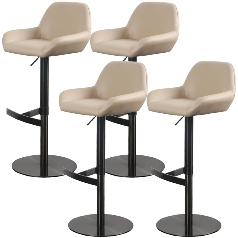 Glam Style Counter Stool Leather Adjustable Height Bar Stool with Metal Base Black-Brown 4 Piece Set Clearhalo 'Bar Furniture' 'Bar Stools' 'bar_stools' 'furn' 'furn_bar_stools' 'Furniture' 'Kitchen & Dining Furniture' 6961381