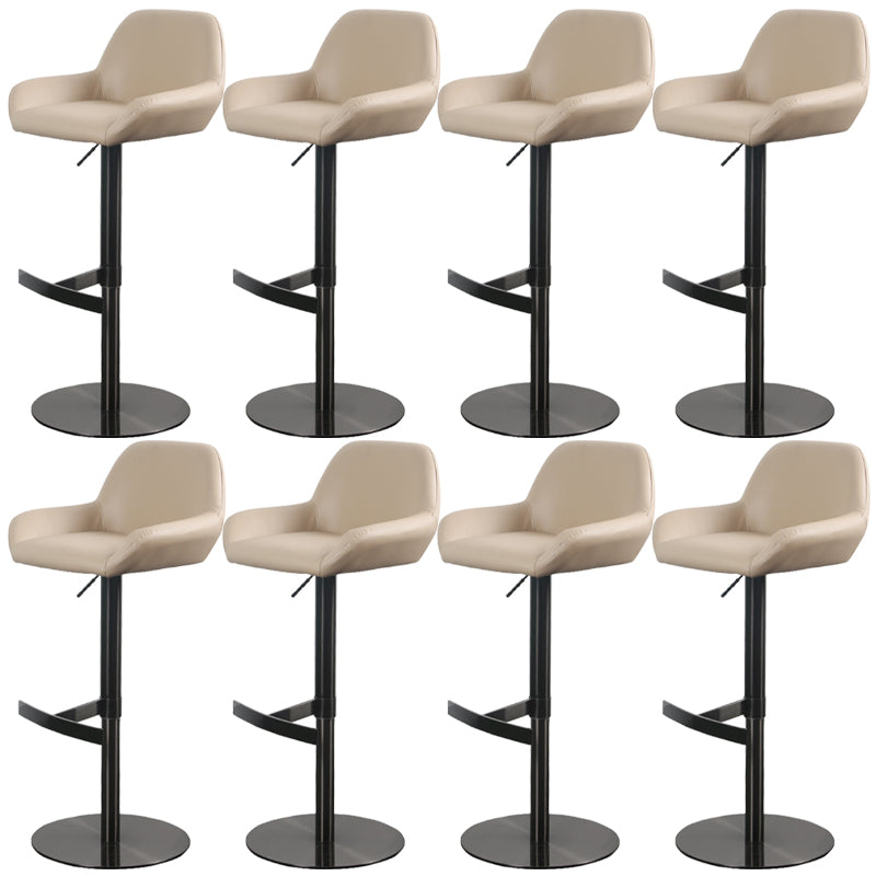 Glam Style Counter Stool Leather Adjustable Height Bar Stool with Metal Base Black-Brown 8 Piece Set Clearhalo 'Bar Furniture' 'Bar Stools' 'bar_stools' 'furn' 'furn_bar_stools' 'Furniture' 'Kitchen & Dining Furniture' 6961383