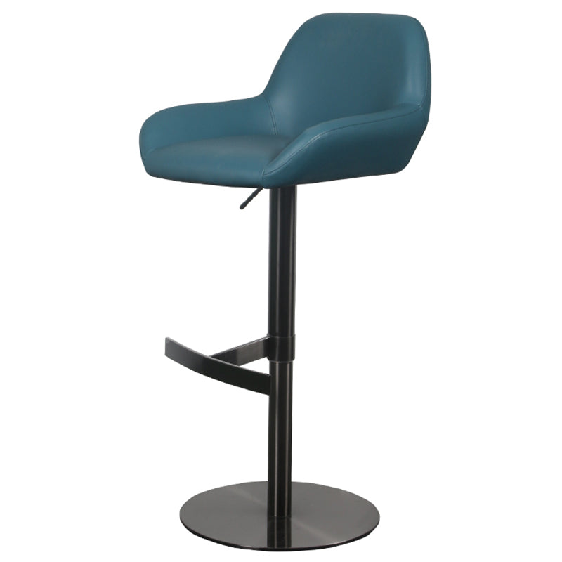 Glam Style Counter Stool Leather Adjustable Height Bar Stool with Metal Base Blue-Black 1 Piece Clearhalo 'Bar Furniture' 'Bar Stools' 'bar_stools' 'furn' 'furn_bar_stools' 'Furniture' 'Kitchen & Dining Furniture' 6961384