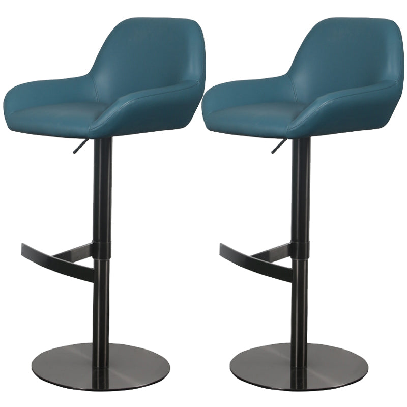 Glam Style Counter Stool Leather Adjustable Height Bar Stool with Metal Base Blue-Black 2 Piece Set Clearhalo 'Bar Furniture' 'Bar Stools' 'bar_stools' 'furn' 'furn_bar_stools' 'Furniture' 'Kitchen & Dining Furniture' 6961385