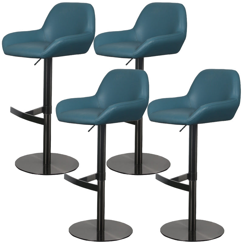Glam Style Counter Stool Leather Adjustable Height Bar Stool with Metal Base Blue-Black 4 Piece Set Clearhalo 'Bar Furniture' 'Bar Stools' 'bar_stools' 'furn' 'furn_bar_stools' 'Furniture' 'Kitchen & Dining Furniture' 6961386