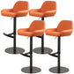 Glam Style Counter Stool Leather Adjustable Height Bar Stool with Metal Base Black-Orange 4 Piece Set Clearhalo 'Bar Furniture' 'Bar Stools' 'bar_stools' 'furn' 'furn_bar_stools' 'Furniture' 'Kitchen & Dining Furniture' 6961391