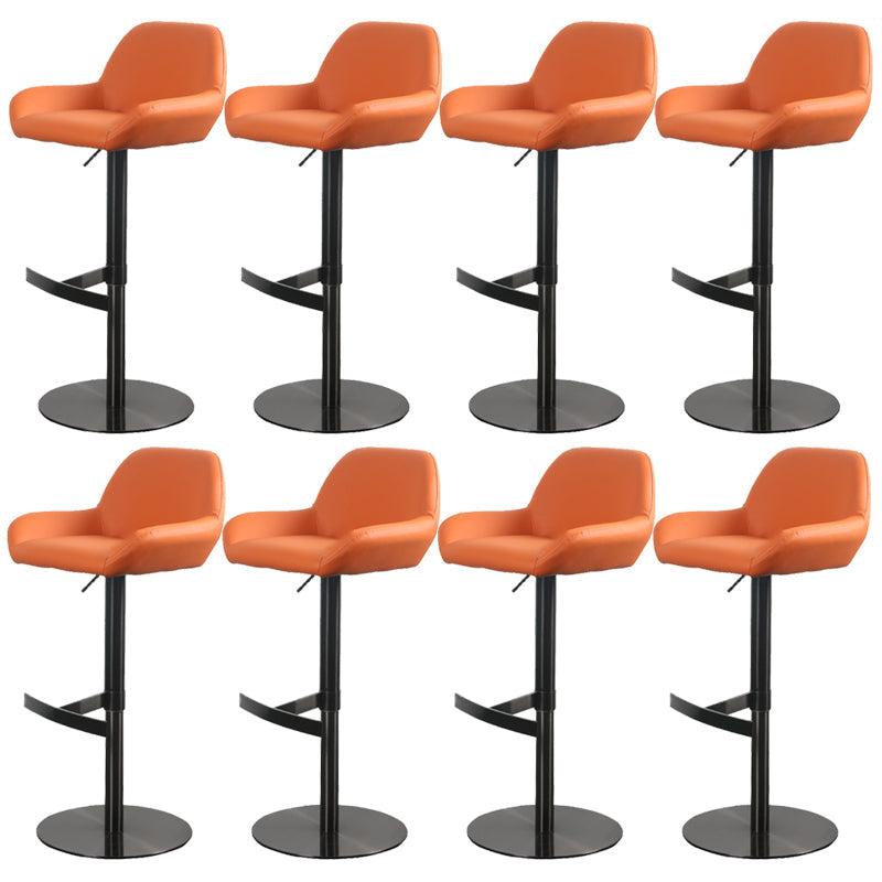 Glam Style Counter Stool Leather Adjustable Height Bar Stool with Metal Base Black-Orange 8 Piece Set Clearhalo 'Bar Furniture' 'Bar Stools' 'bar_stools' 'furn' 'furn_bar_stools' 'Furniture' 'Kitchen & Dining Furniture' 6961393