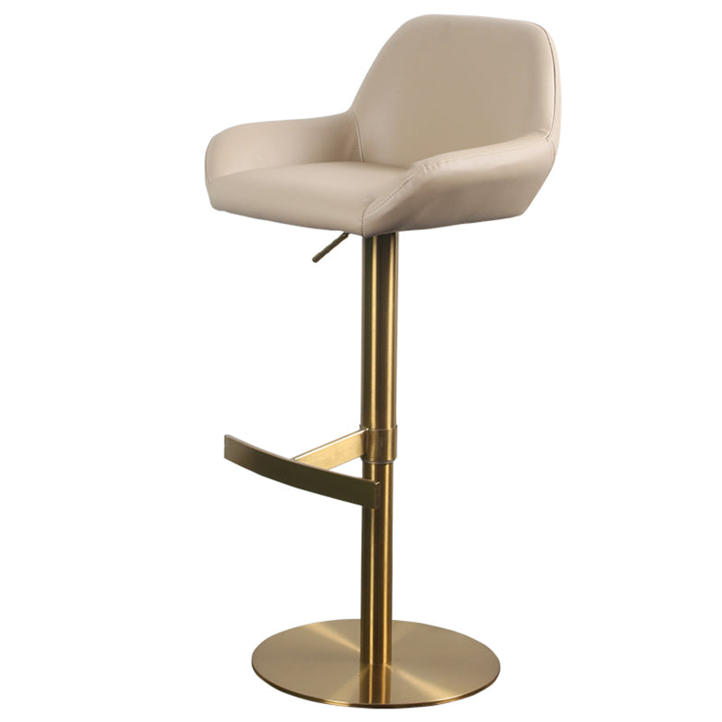Glam Style Counter Stool Leather Adjustable Height Bar Stool with Metal Base Gold-Brown 1 Piece Clearhalo 'Bar Furniture' 'Bar Stools' 'bar_stools' 'furn' 'furn_bar_stools' 'Furniture' 'Kitchen & Dining Furniture' 6961394