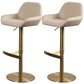 Glam Style Counter Stool Leather Adjustable Height Bar Stool with Metal Base Gold-Brown 2 Piece Set Clearhalo 'Bar Furniture' 'Bar Stools' 'bar_stools' 'furn' 'furn_bar_stools' 'Furniture' 'Kitchen & Dining Furniture' 6961395