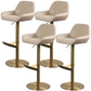 Glam Style Counter Stool Leather Adjustable Height Bar Stool with Metal Base Gold-Brown 4 Piece Set Clearhalo 'Bar Furniture' 'Bar Stools' 'bar_stools' 'furn' 'furn_bar_stools' 'Furniture' 'Kitchen & Dining Furniture' 6961396