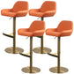 Glam Style Counter Stool Leather Adjustable Height Bar Stool with Metal Base Orange Gold 4 Piece Set Clearhalo 'Bar Furniture' 'Bar Stools' 'bar_stools' 'furn' 'furn_bar_stools' 'Furniture' 'Kitchen & Dining Furniture' 6961406