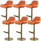 Glam Style Counter Stool Leather Adjustable Height Bar Stool with Metal Base Orange Gold 6 Piece Set Clearhalo 'Bar Furniture' 'Bar Stools' 'bar_stools' 'furn' 'furn_bar_stools' 'Furniture' 'Kitchen & Dining Furniture' 6961407