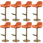 Glam Style Counter Stool Leather Adjustable Height Bar Stool with Metal Base Orange Gold 8 Piece Set Clearhalo 'Bar Furniture' 'Bar Stools' 'bar_stools' 'furn' 'furn_bar_stools' 'Furniture' 'Kitchen & Dining Furniture' 6961408
