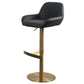 Glam Style Counter Stool Leather Adjustable Height Bar Stool with Metal Base Black-Gold 1 Piece Clearhalo 'Bar Furniture' 'Bar Stools' 'bar_stools' 'furn' 'furn_bar_stools' 'Furniture' 'Kitchen & Dining Furniture' 6961409