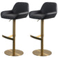 Glam Style Counter Stool Leather Adjustable Height Bar Stool with Metal Base Black-Gold 2 Piece Set Clearhalo 'Bar Furniture' 'Bar Stools' 'bar_stools' 'furn' 'furn_bar_stools' 'Furniture' 'Kitchen & Dining Furniture' 6961410
