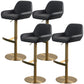 Glam Style Counter Stool Leather Adjustable Height Bar Stool with Metal Base Black-Gold 4 Piece Set Clearhalo 'Bar Furniture' 'Bar Stools' 'bar_stools' 'furn' 'furn_bar_stools' 'Furniture' 'Kitchen & Dining Furniture' 6961411