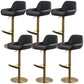 Glam Style Counter Stool Leather Adjustable Height Bar Stool with Metal Base Black-Gold 6 Piece Set Clearhalo 'Bar Furniture' 'Bar Stools' 'bar_stools' 'furn' 'furn_bar_stools' 'Furniture' 'Kitchen & Dining Furniture' 6961412