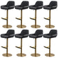 Glam Style Counter Stool Leather Adjustable Height Bar Stool with Metal Base Black-Gold 8 Piece Set Clearhalo 'Bar Furniture' 'Bar Stools' 'bar_stools' 'furn' 'furn_bar_stools' 'Furniture' 'Kitchen & Dining Furniture' 6961413