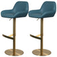 Glam Style Counter Stool Leather Adjustable Height Bar Stool with Metal Base Blue Gold 2 Piece Set Clearhalo 'Bar Furniture' 'Bar Stools' 'bar_stools' 'furn' 'furn_bar_stools' 'Furniture' 'Kitchen & Dining Furniture' 6961415