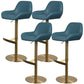 Glam Style Counter Stool Leather Adjustable Height Bar Stool with Metal Base Blue Gold 4 Piece Set Clearhalo 'Bar Furniture' 'Bar Stools' 'bar_stools' 'furn' 'furn_bar_stools' 'Furniture' 'Kitchen & Dining Furniture' 6961416