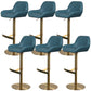 Glam Style Counter Stool Leather Adjustable Height Bar Stool with Metal Base Blue Gold 6 Piece Set Clearhalo 'Bar Furniture' 'Bar Stools' 'bar_stools' 'furn' 'furn_bar_stools' 'Furniture' 'Kitchen & Dining Furniture' 6961417