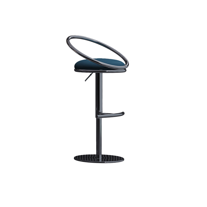Industrial Style Adjustable Bar Stool Low Back Counter Bar Stool for Home Peacock Blue 1 Piece Clearhalo 'Bar Furniture' 'Bar Stools' 'bar_stools' 'furn' 'furn_bar_stools' 'Furniture' 'Kitchen & Dining Furniture' 6961629