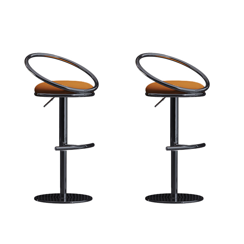 Industrial Style Adjustable Bar Stool Low Back Counter Bar Stool for Home Orange 2 Piece Set Clearhalo 'Bar Furniture' 'Bar Stools' 'bar_stools' 'furn' 'furn_bar_stools' 'Furniture' 'Kitchen & Dining Furniture' 6961643