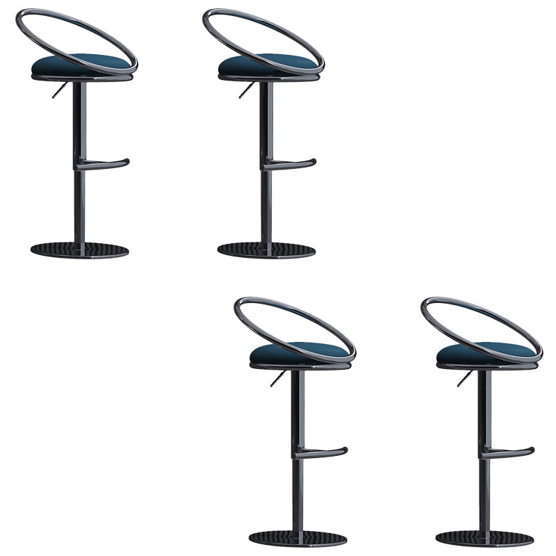 Industrial Style Adjustable Bar Stool Low Back Counter Bar Stool for Home Peacock Blue 4 Piece Set Clearhalo 'Bar Furniture' 'Bar Stools' 'bar_stools' 'furn' 'furn_bar_stools' 'Furniture' 'Kitchen & Dining Furniture' 6961646