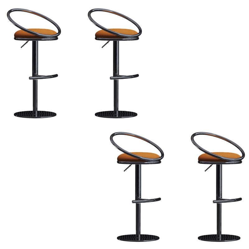 Industrial Style Adjustable Bar Stool Low Back Counter Bar Stool for Home Orange 4 Piece Set Clearhalo 'Bar Furniture' 'Bar Stools' 'bar_stools' 'furn' 'furn_bar_stools' 'Furniture' 'Kitchen & Dining Furniture' 6961648
