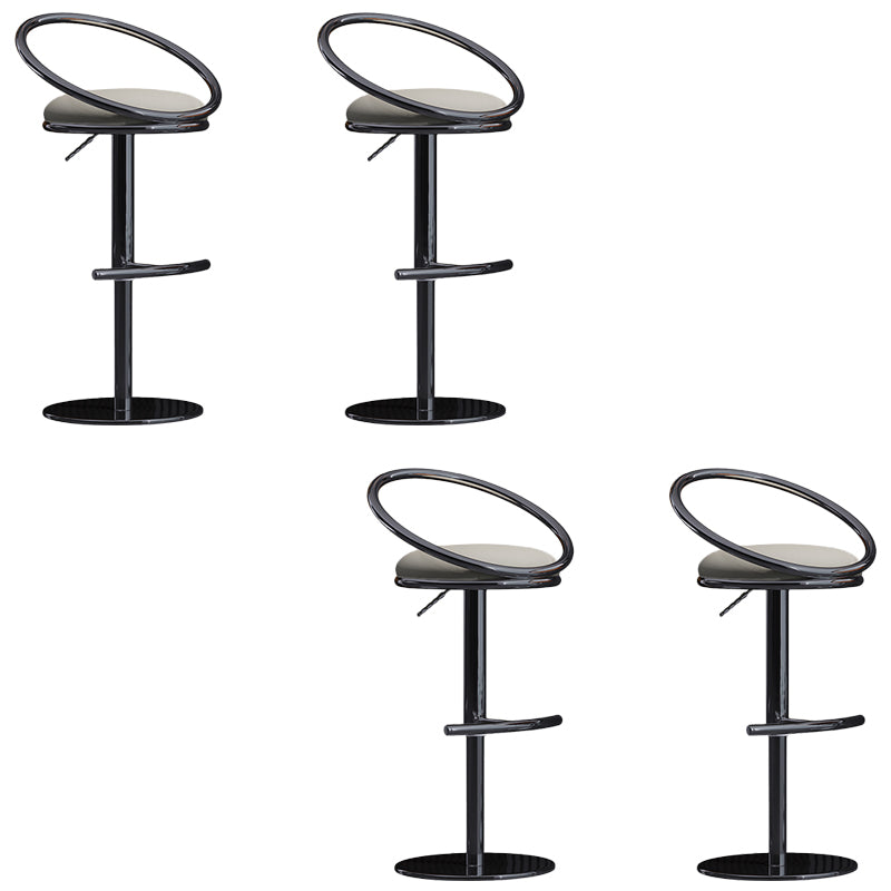 Industrial Style Adjustable Bar Stool Low Back Counter Bar Stool for Home Off-White 4 Piece Set Clearhalo 'Bar Furniture' 'Bar Stools' 'bar_stools' 'furn' 'furn_bar_stools' 'Furniture' 'Kitchen & Dining Furniture' 6961649