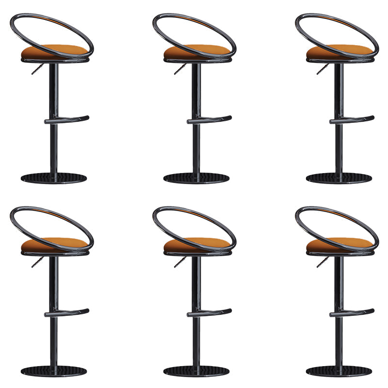 Industrial Style Adjustable Bar Stool Low Back Counter Bar Stool for Home Orange 6 Piece Set Clearhalo 'Bar Furniture' 'Bar Stools' 'bar_stools' 'furn' 'furn_bar_stools' 'Furniture' 'Kitchen & Dining Furniture' 6961653