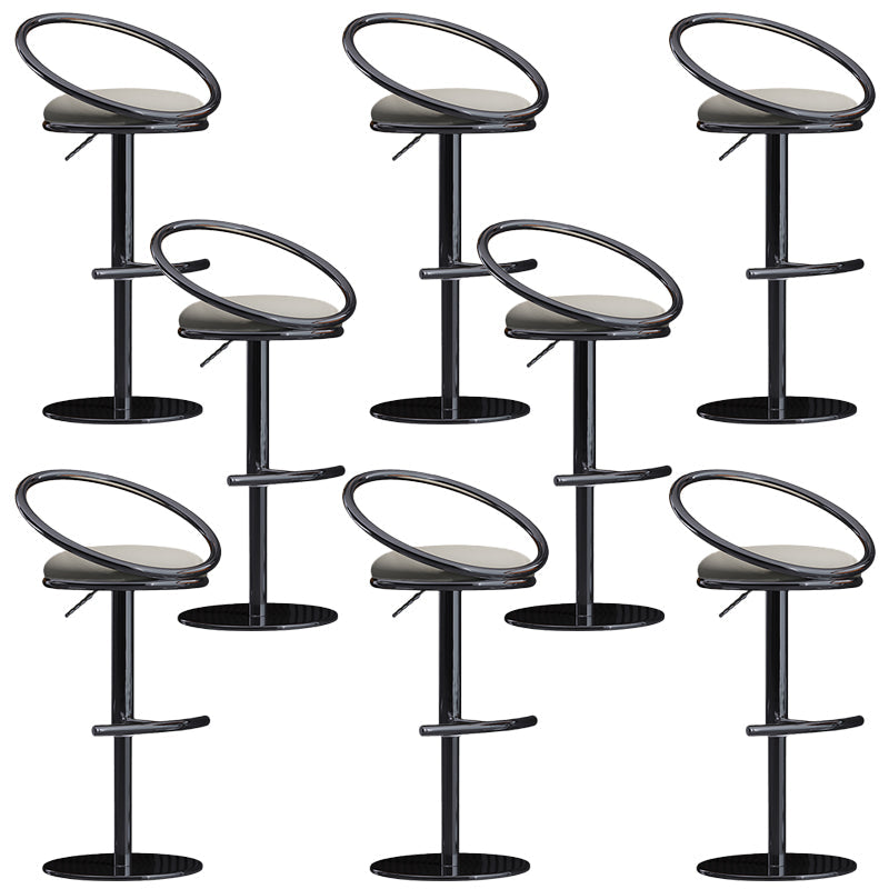 Industrial Style Adjustable Bar Stool Low Back Counter Bar Stool for Home Off-White 8 Piece Set Clearhalo 'Bar Furniture' 'Bar Stools' 'bar_stools' 'furn' 'furn_bar_stools' 'Furniture' 'Kitchen & Dining Furniture' 6961659