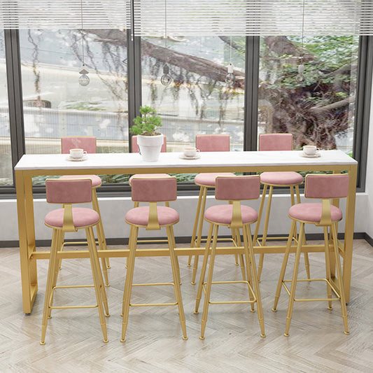 Metal Low Back Dining Stools Armless Bar Stools with Footrest