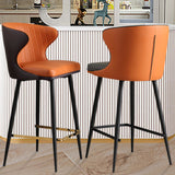 Tabouret de bar à dos de barre de barre de creux de style moderne en cuir bas pour cuisine
