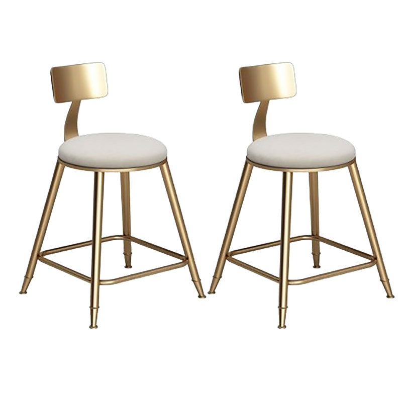 Faux Leather Dining Stools Low Back Bar Stools with Metal Base White 2 Piece Set Short Stool(18"H) Clearhalo 'Bar Furniture' 'Bar Stools' 'bar_stools' 'furn' 'furn_bar_stools' 'Furniture' 'Kitchen & Dining Furniture' 6961969