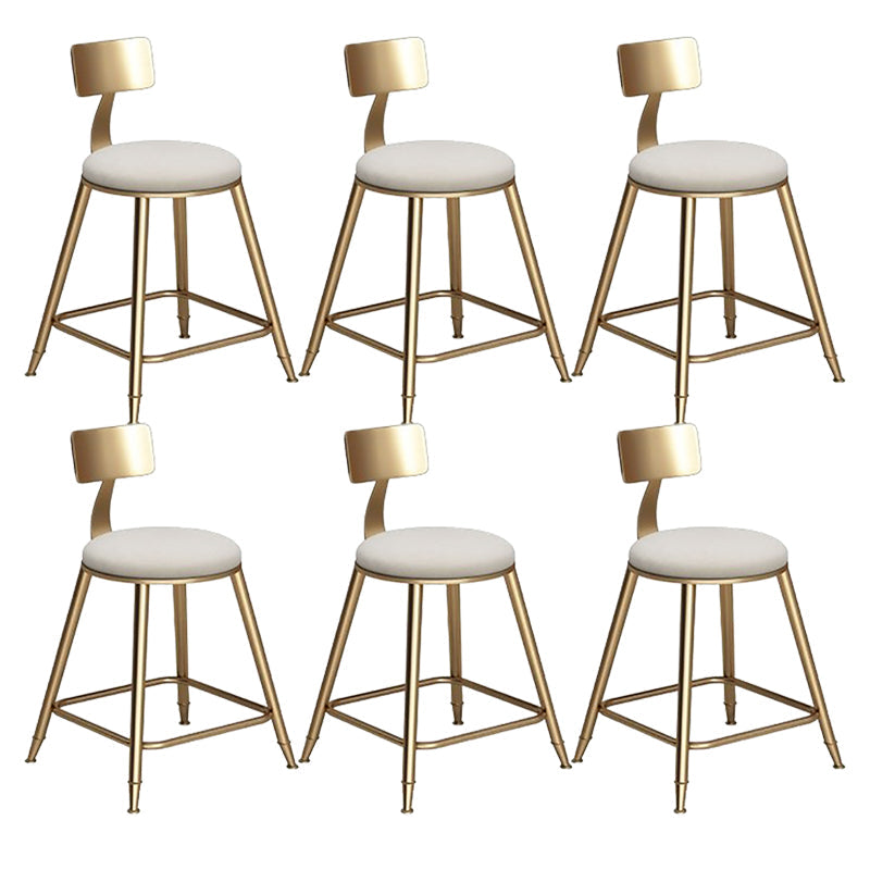 Faux Leather Dining Stools Low Back Bar Stools with Metal Base White 6 Piece Set Short Stool(18"H) Clearhalo 'Bar Furniture' 'Bar Stools' 'bar_stools' 'furn' 'furn_bar_stools' 'Furniture' 'Kitchen & Dining Furniture' 6961971