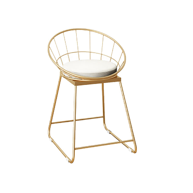 Faux Leather Dining Stools Low Back Bar Stools with Metal Base Beige 1 Piece Short Stool(18"H) Clearhalo 'Bar Furniture' 'Bar Stools' 'bar_stools' 'furn' 'furn_bar_stools' 'Furniture' 'Kitchen & Dining Furniture' 6961978