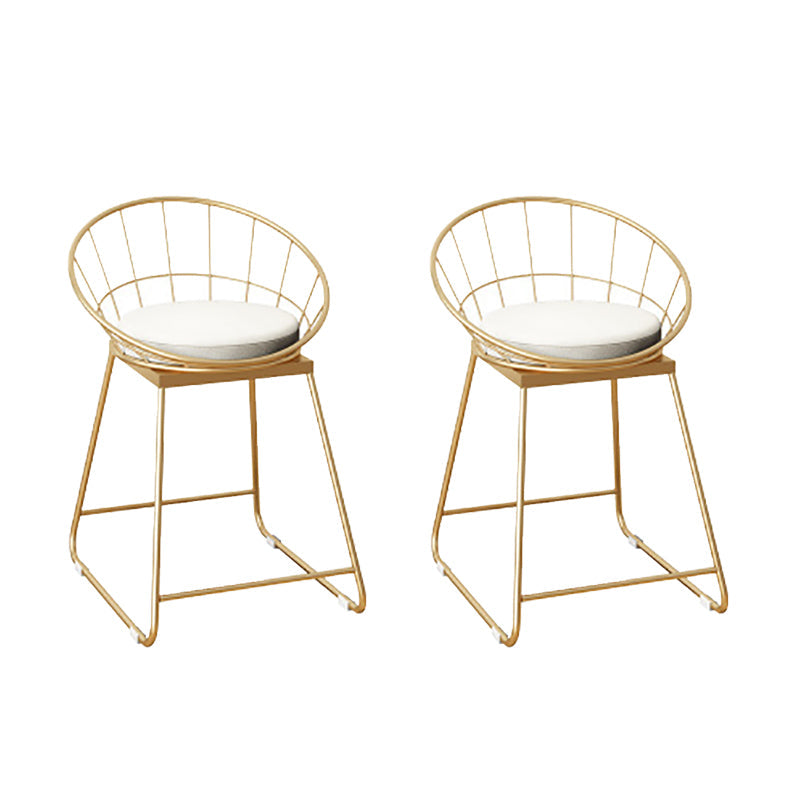 Faux Leather Dining Stools Low Back Bar Stools with Metal Base Beige 2 Piece Set Short Stool(18"H) Clearhalo 'Bar Furniture' 'Bar Stools' 'bar_stools' 'furn' 'furn_bar_stools' 'Furniture' 'Kitchen & Dining Furniture' 6961979