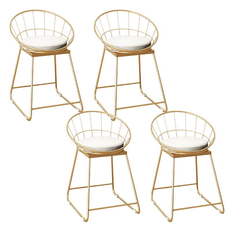 Faux Leather Dining Stools Low Back Bar Stools with Metal Base Beige 4 Piece Set Short Stool(18"H) Clearhalo 'Bar Furniture' 'Bar Stools' 'bar_stools' 'furn' 'furn_bar_stools' 'Furniture' 'Kitchen & Dining Furniture' 6961980