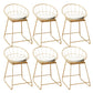 Faux Leather Dining Stools Low Back Bar Stools with Metal Base Beige 6 Piece Set Short Stool(18"H) Clearhalo 'Bar Furniture' 'Bar Stools' 'bar_stools' 'furn' 'furn_bar_stools' 'Furniture' 'Kitchen & Dining Furniture' 6961981