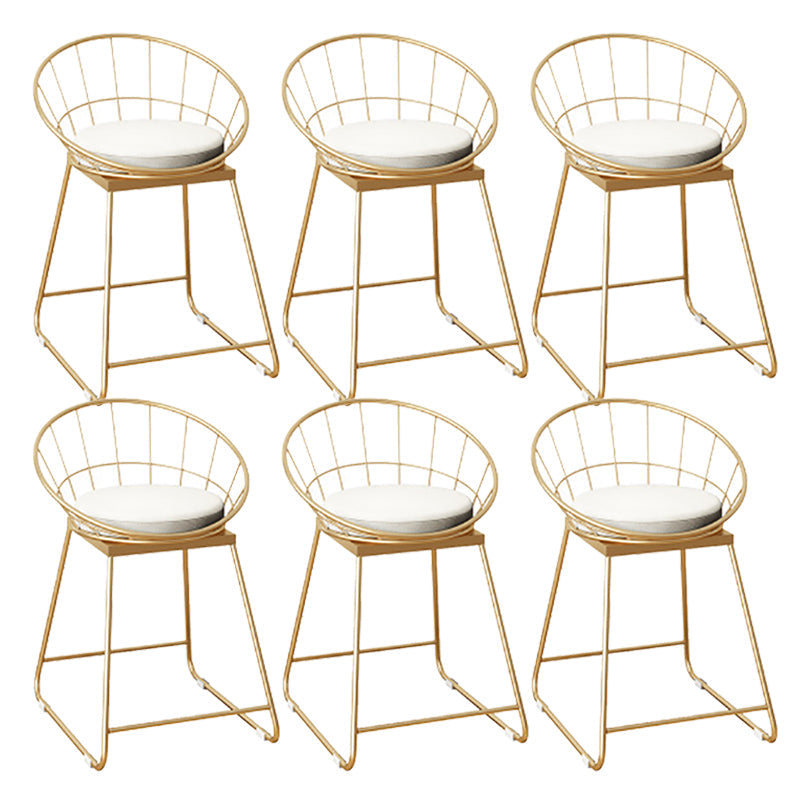 Faux Leather Dining Stools Low Back Bar Stools with Metal Base Beige 6 Piece Set Short Stool(18"H) Clearhalo 'Bar Furniture' 'Bar Stools' 'bar_stools' 'furn' 'furn_bar_stools' 'Furniture' 'Kitchen & Dining Furniture' 6961981