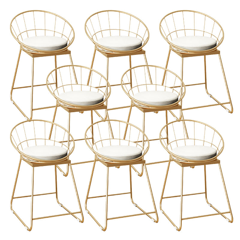 Faux Leather Dining Stools Low Back Bar Stools with Metal Base Beige 8 Piece Set Short Stool(18"H) Clearhalo 'Bar Furniture' 'Bar Stools' 'bar_stools' 'furn' 'furn_bar_stools' 'Furniture' 'Kitchen & Dining Furniture' 6961982