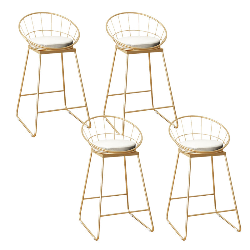 Faux Leather Dining Stools Low Back Bar Stools with Metal Base Beige 4 Piece Set Counter Stool(26"H) Clearhalo 'Bar Furniture' 'Bar Stools' 'bar_stools' 'furn' 'furn_bar_stools' 'Furniture' 'Kitchen & Dining Furniture' 6961985