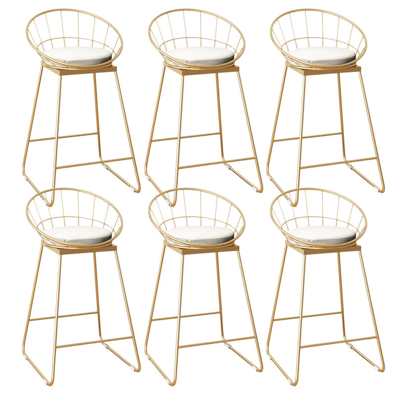 Faux Leather Dining Stools Low Back Bar Stools with Metal Base Beige 6 Piece Set Counter Stool(26"H) Clearhalo 'Bar Furniture' 'Bar Stools' 'bar_stools' 'furn' 'furn_bar_stools' 'Furniture' 'Kitchen & Dining Furniture' 6961986
