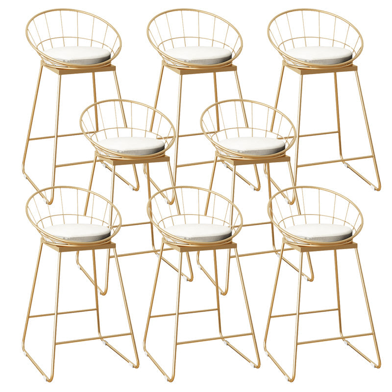 Faux Leather Dining Stools Low Back Bar Stools with Metal Base Beige 8 Piece Set Counter Stool(26"H) Clearhalo 'Bar Furniture' 'Bar Stools' 'bar_stools' 'furn' 'furn_bar_stools' 'Furniture' 'Kitchen & Dining Furniture' 6961987