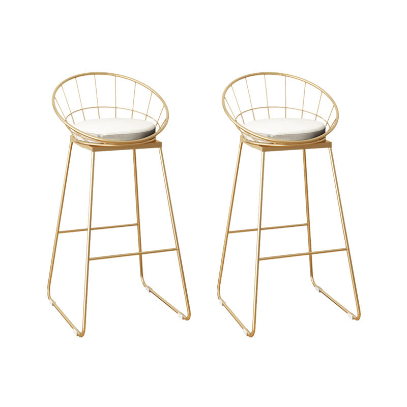 Faux Leather Dining Stools Low Back Bar Stools with Metal Base Beige 2 Piece Set Bar Stool(30"H) Clearhalo 'Bar Furniture' 'Bar Stools' 'bar_stools' 'furn' 'furn_bar_stools' 'Furniture' 'Kitchen & Dining Furniture' 6961989