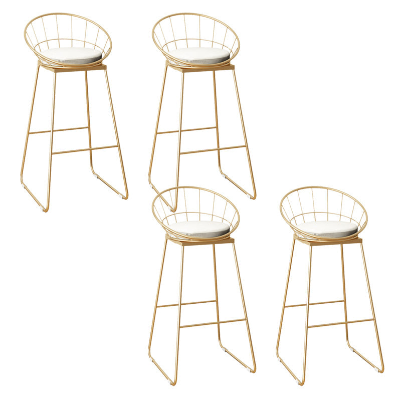 Faux Leather Dining Stools Low Back Bar Stools with Metal Base Beige 4 Piece Set Bar Stool(30"H) Clearhalo 'Bar Furniture' 'Bar Stools' 'bar_stools' 'furn' 'furn_bar_stools' 'Furniture' 'Kitchen & Dining Furniture' 6961990