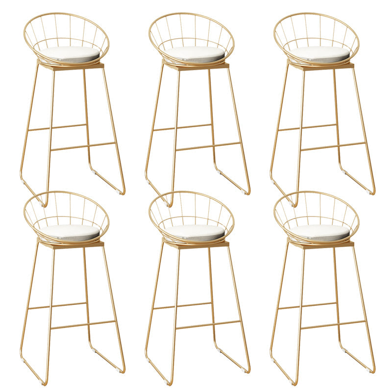 Faux Leather Dining Stools Low Back Bar Stools with Metal Base Beige 6 Piece Set Bar Stool(30"H) Clearhalo 'Bar Furniture' 'Bar Stools' 'bar_stools' 'furn' 'furn_bar_stools' 'Furniture' 'Kitchen & Dining Furniture' 6961991