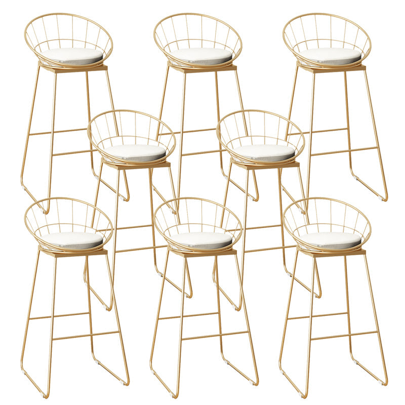 Faux Leather Dining Stools Low Back Bar Stools with Metal Base Beige 8 Piece Set Bar Stool(30"H) Clearhalo 'Bar Furniture' 'Bar Stools' 'bar_stools' 'furn' 'furn_bar_stools' 'Furniture' 'Kitchen & Dining Furniture' 6961992